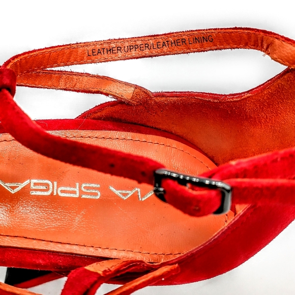 Via Spiga Edita Heels Suede Red Size 9.5 - Picture 5 of 6